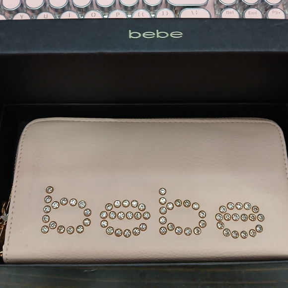 bebe Accessories - Bebe Cream Studded Women's Wallet